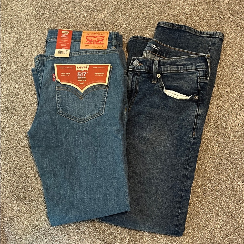 Bundle of two pairs of boys boot cut jeans, size 16 Levi’s and Old Navy
